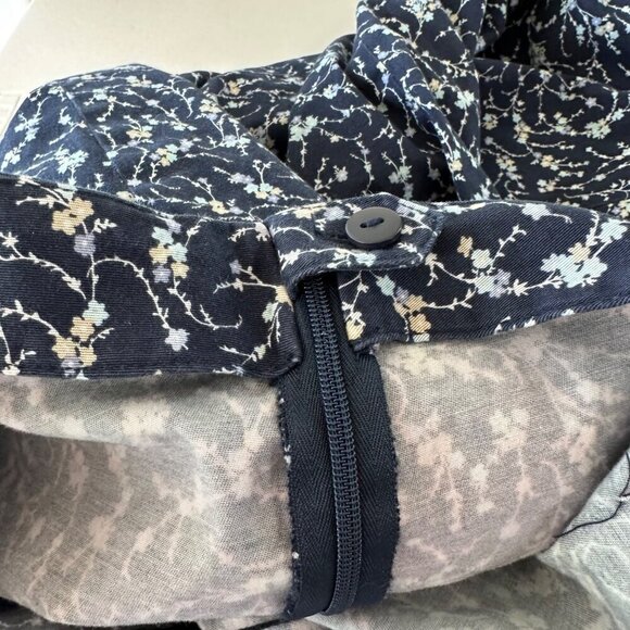 J. Jill Ditsy Floral Straight Leg Cotton Pants Size 16 Tall Blue Office Casual - Picture 9 of 13